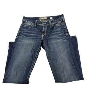 BKE Denim Harper Bootcut Jeans Women's Size 32R Dark Wash Embellished Pockets